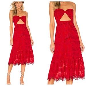 Lovers and Friends Yvette Midi Dress in Berry Red